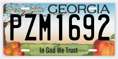 GA license plate PZM1692