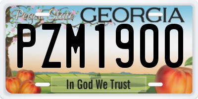 GA license plate PZM1900