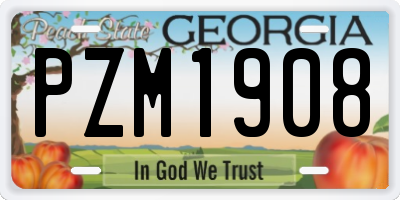 GA license plate PZM1908