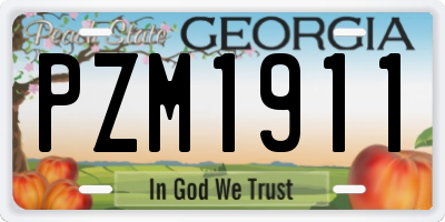 GA license plate PZM1911