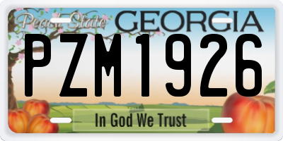 GA license plate PZM1926