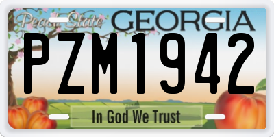GA license plate PZM1942