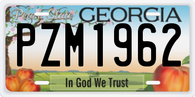 GA license plate PZM1962