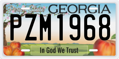 GA license plate PZM1968
