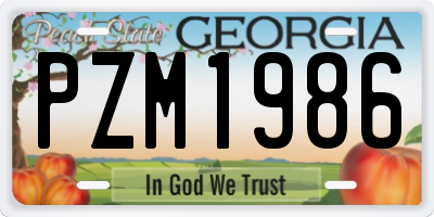 GA license plate PZM1986