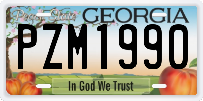 GA license plate PZM1990