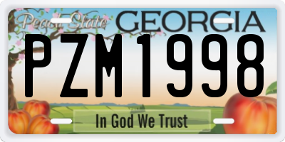 GA license plate PZM1998