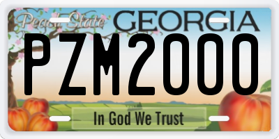 GA license plate PZM2000