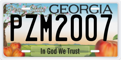 GA license plate PZM2007