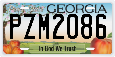 GA license plate PZM2086