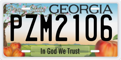 GA license plate PZM2106