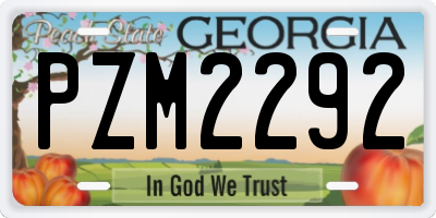 GA license plate PZM2292