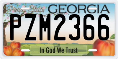 GA license plate PZM2366