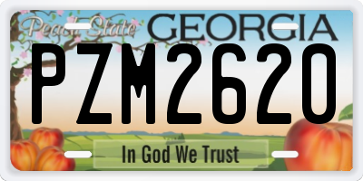 GA license plate PZM2620
