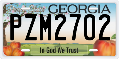 GA license plate PZM2702