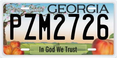 GA license plate PZM2726