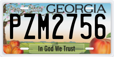 GA license plate PZM2756