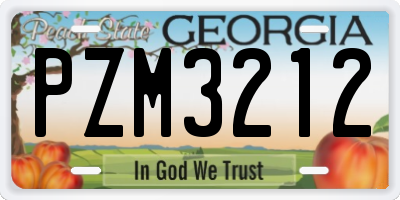 GA license plate PZM3212