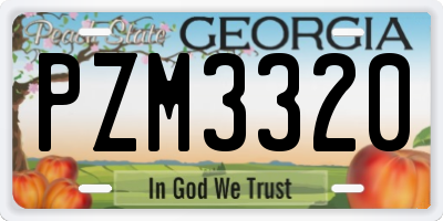 GA license plate PZM3320