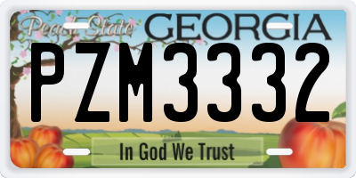 GA license plate PZM3332