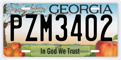 GA license plate PZM3402