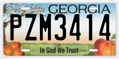 GA license plate PZM3414