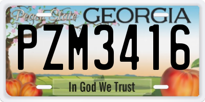 GA license plate PZM3416