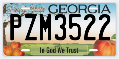 GA license plate PZM3522