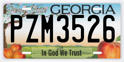 GA license plate PZM3526