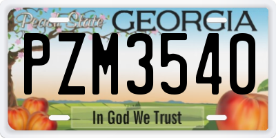 GA license plate PZM3540