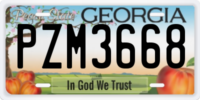 GA license plate PZM3668