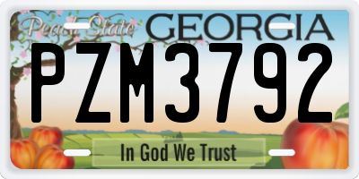 GA license plate PZM3792