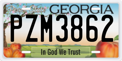 GA license plate PZM3862