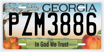 GA license plate PZM3886