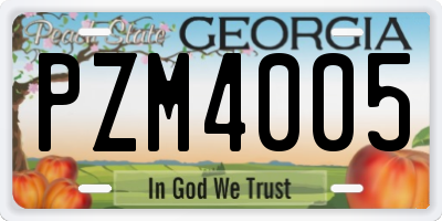 GA license plate PZM4005