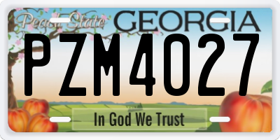 GA license plate PZM4027