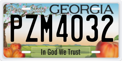 GA license plate PZM4032