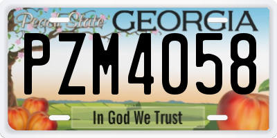 GA license plate PZM4058