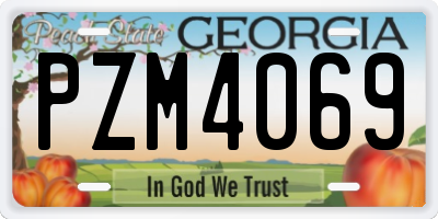GA license plate PZM4069