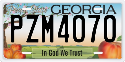 GA license plate PZM4070