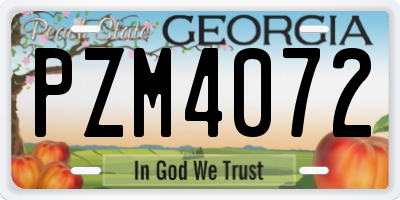 GA license plate PZM4072