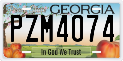 GA license plate PZM4074