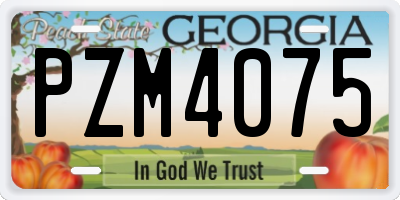 GA license plate PZM4075