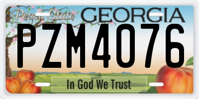 GA license plate PZM4076