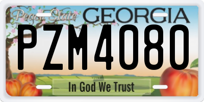 GA license plate PZM4080