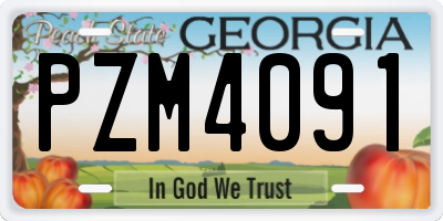 GA license plate PZM4091