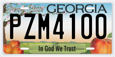 GA license plate PZM4100
