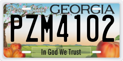 GA license plate PZM4102