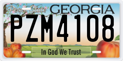 GA license plate PZM4108