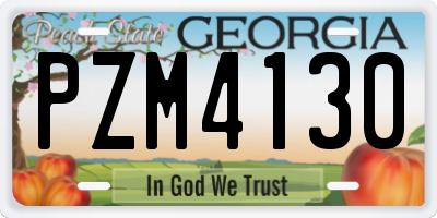 GA license plate PZM4130
